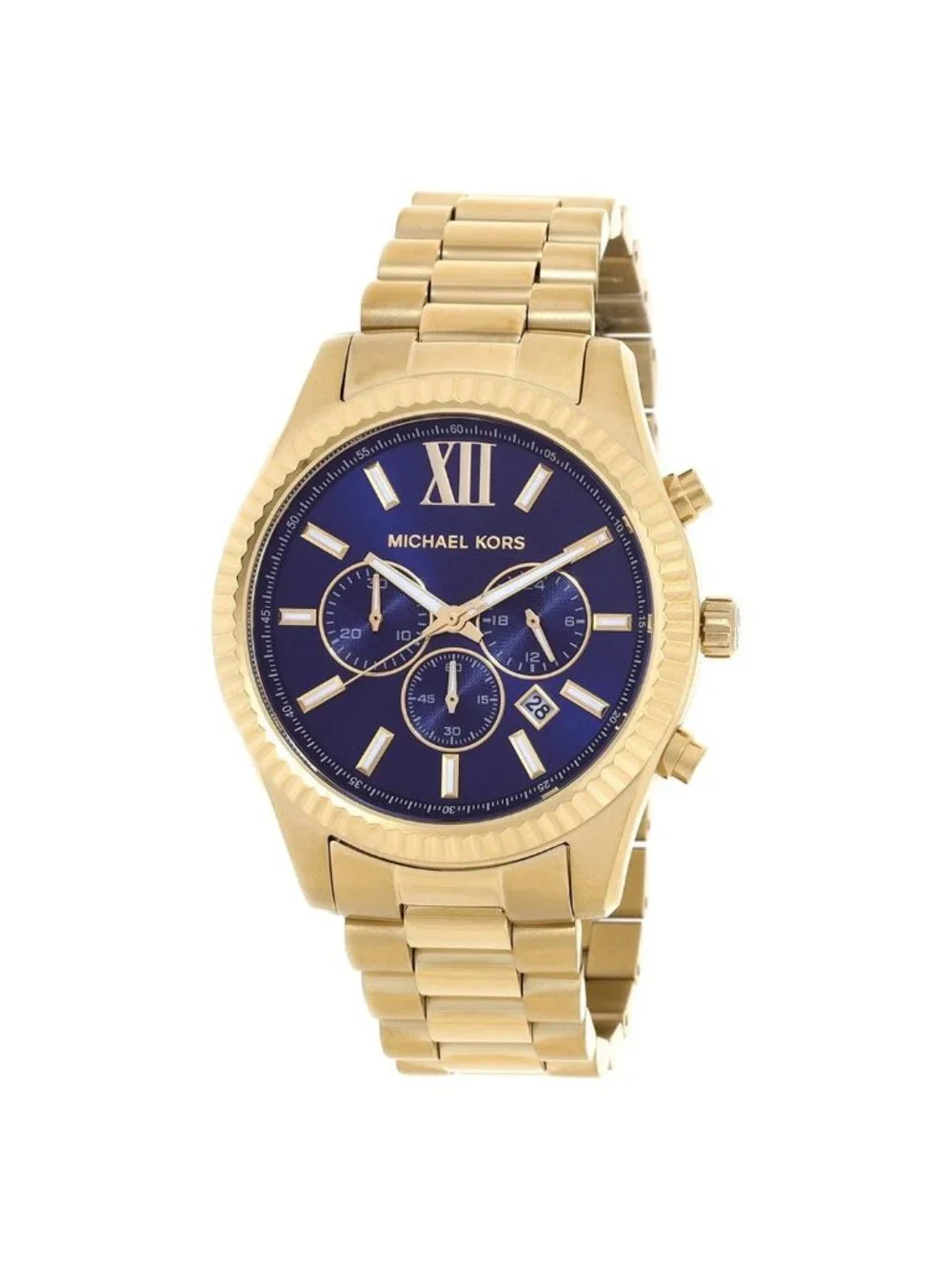 NWT Michael Kors Lexington Chronograph Quartz Blue Dial Men's Watch